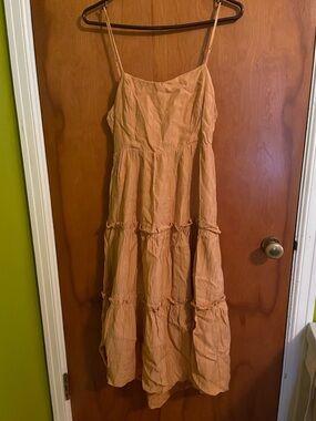 Sleeveless Yellow Tiered Midi Sundress